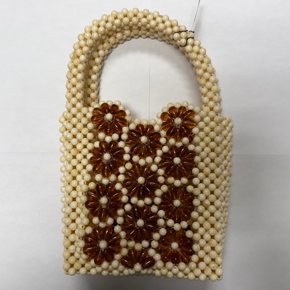 Amber DaisyBeaded Mini Bag Ivory & Tortoise Beads - Picture 1 of 6